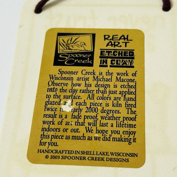 Spooner Creek Never Trust A Dog Etched Clay Tile Wall Plaque 2003 2.5X3.5" - Picture 5 of 6